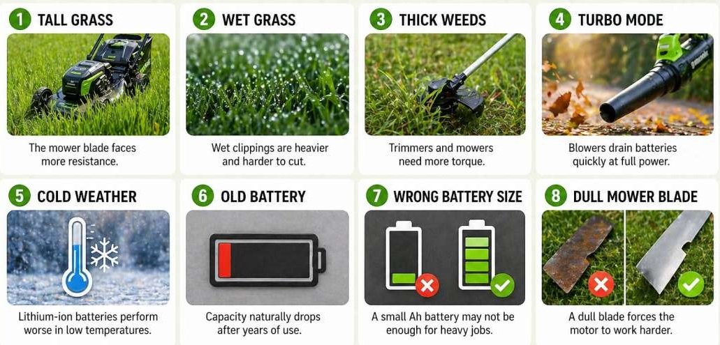 What Changes Greenworks Battery Runtime Most?